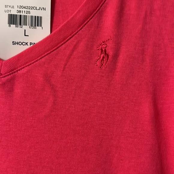 Long sleeve V neck T-shirt. Shock pink w shock pink horse. NWT - Picture 2 of 3